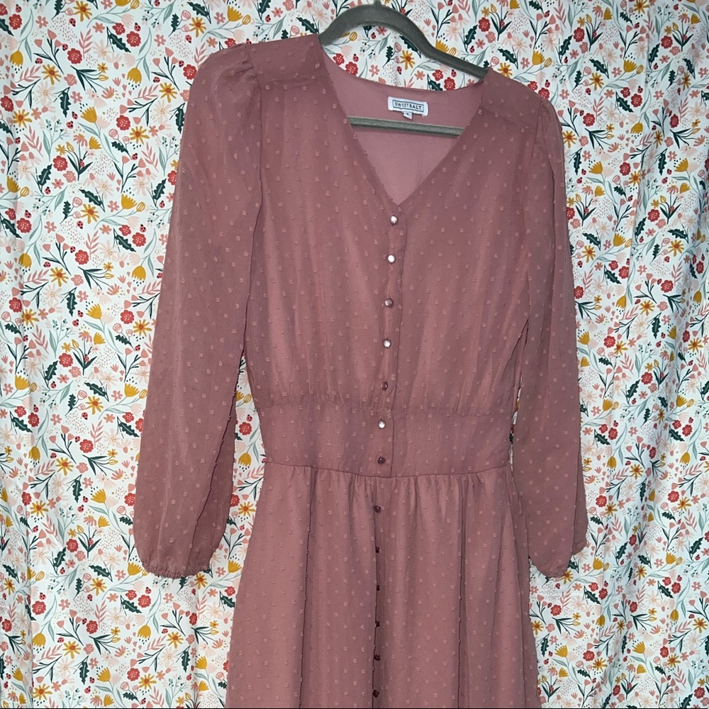 Long, pink textured dress